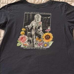 Black Graphic T-Shirt with Floral Design